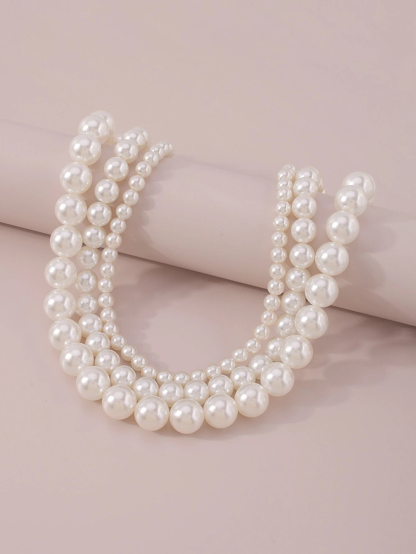 Mydear 1pc Elegant Multi-Layer Pearl & Alloy Necklace