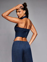 SHEIN NYA SZN توب بقصة ضيقة ورقبة رسن