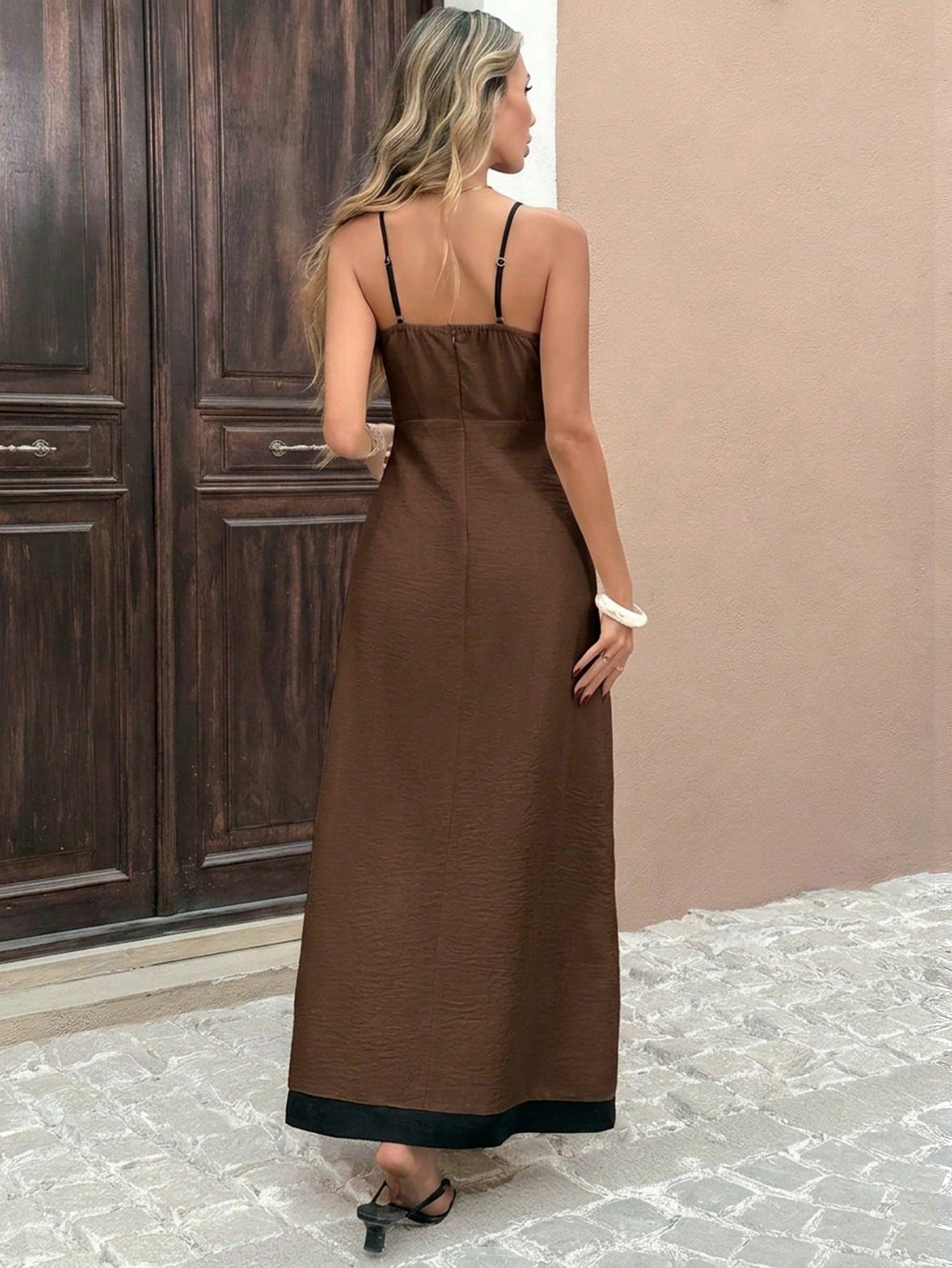 SHEIN Pariaura فستان أنيق بنمط فرنسي بأزرار أمامية للنساء