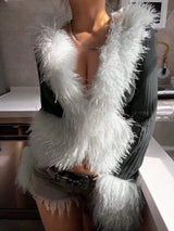 SHEIN Patchwork Contrast Color Faux Fur Coats For Women, Luxurious And Elegant Style