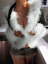 SHEIN Patchwork Contrast Color Faux Fur Coats For Women, Luxurious And Elegant Style