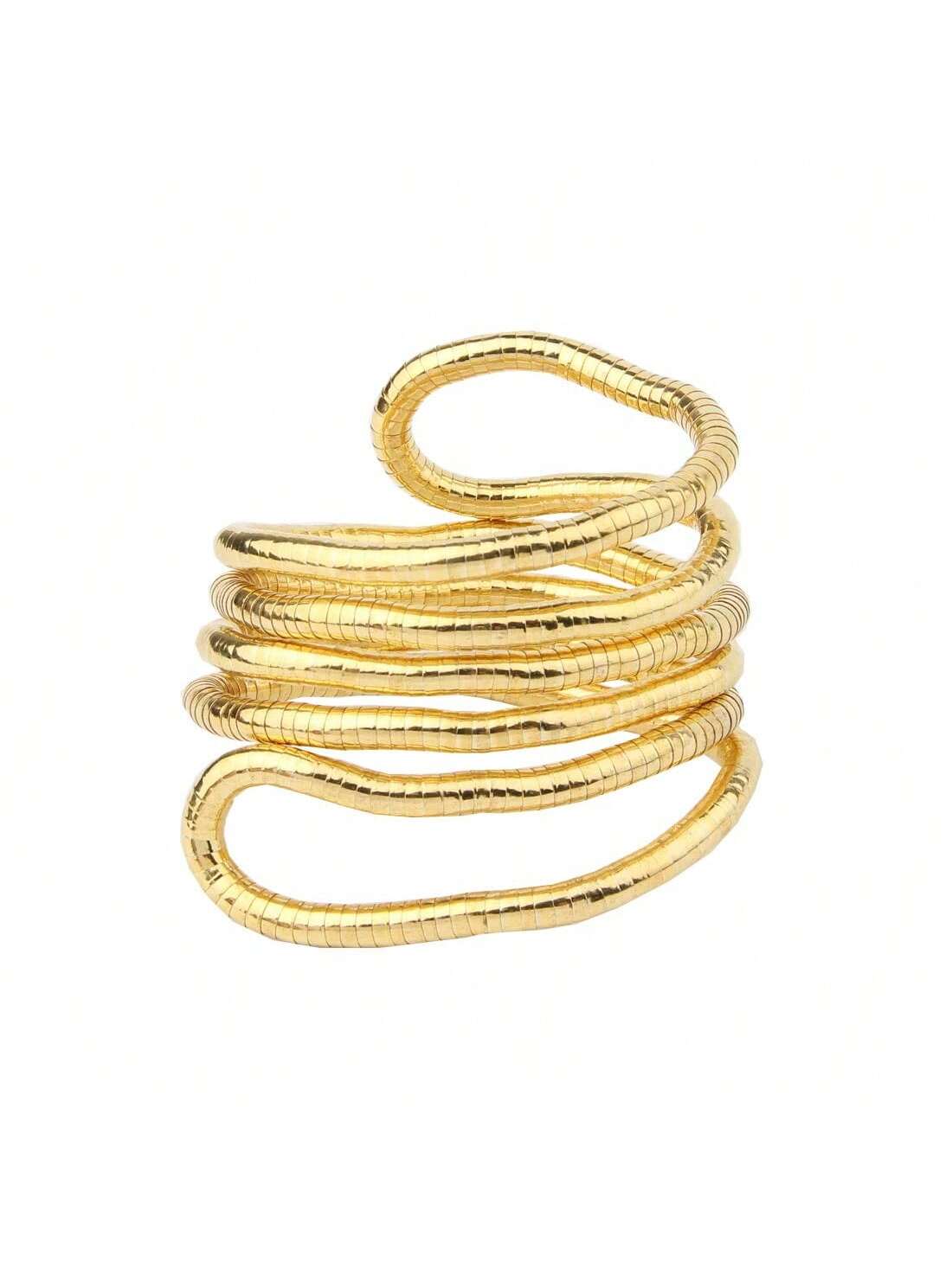 SHEIN Punk Hiphop Style Flexible Adjustable Gold Necklace, Snake