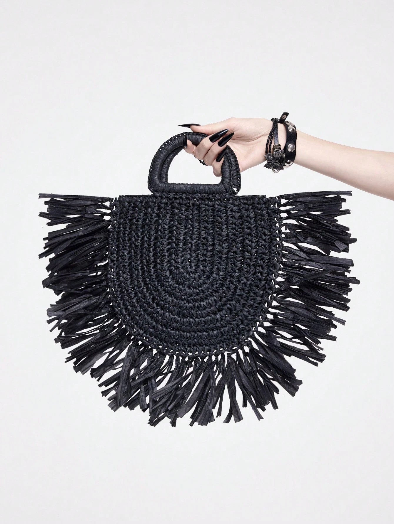 SHEIN ROMWE Goth Women's Bohemian Style Dark Gothic Black