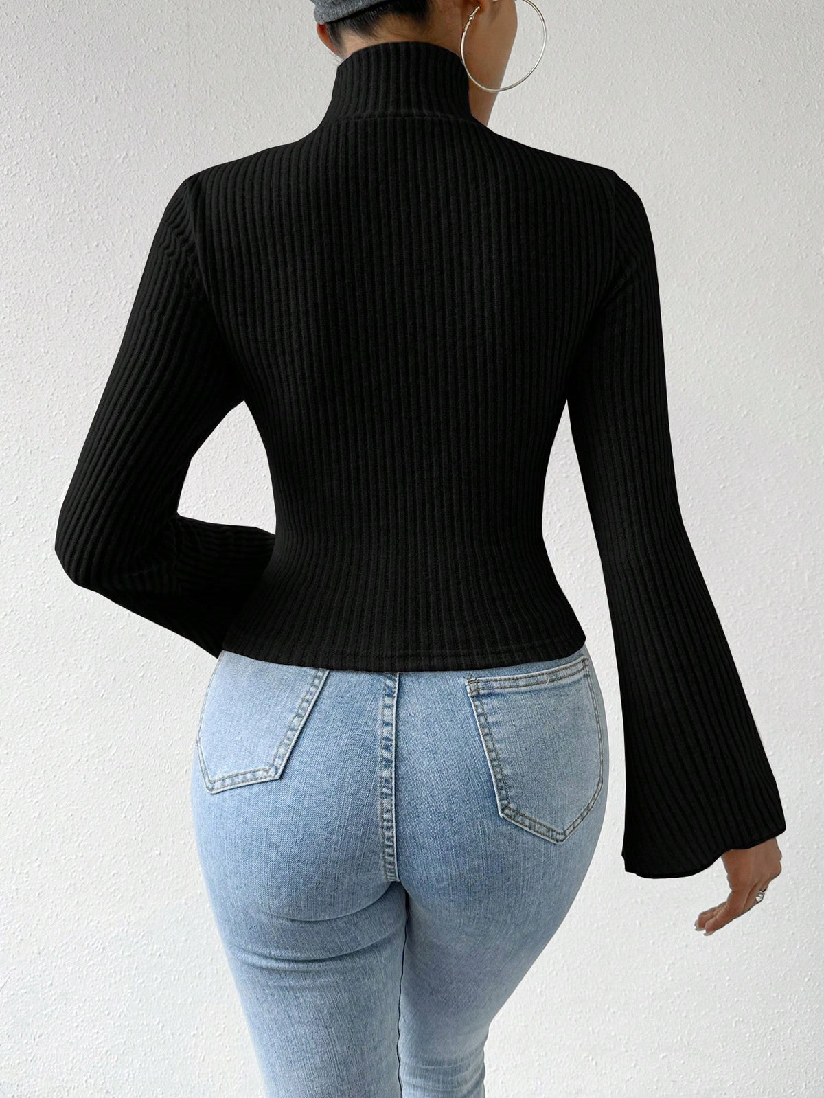 SHEIN RosyDaze Flared Long Sleeve Hollow Out Top Fall Cloth For Women