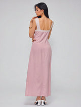 SHEIN Roylia Sleeveless Lace Trim Elegant Dress