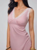 SHEIN Roylia Sleeveless Lace Trim Elegant Dress