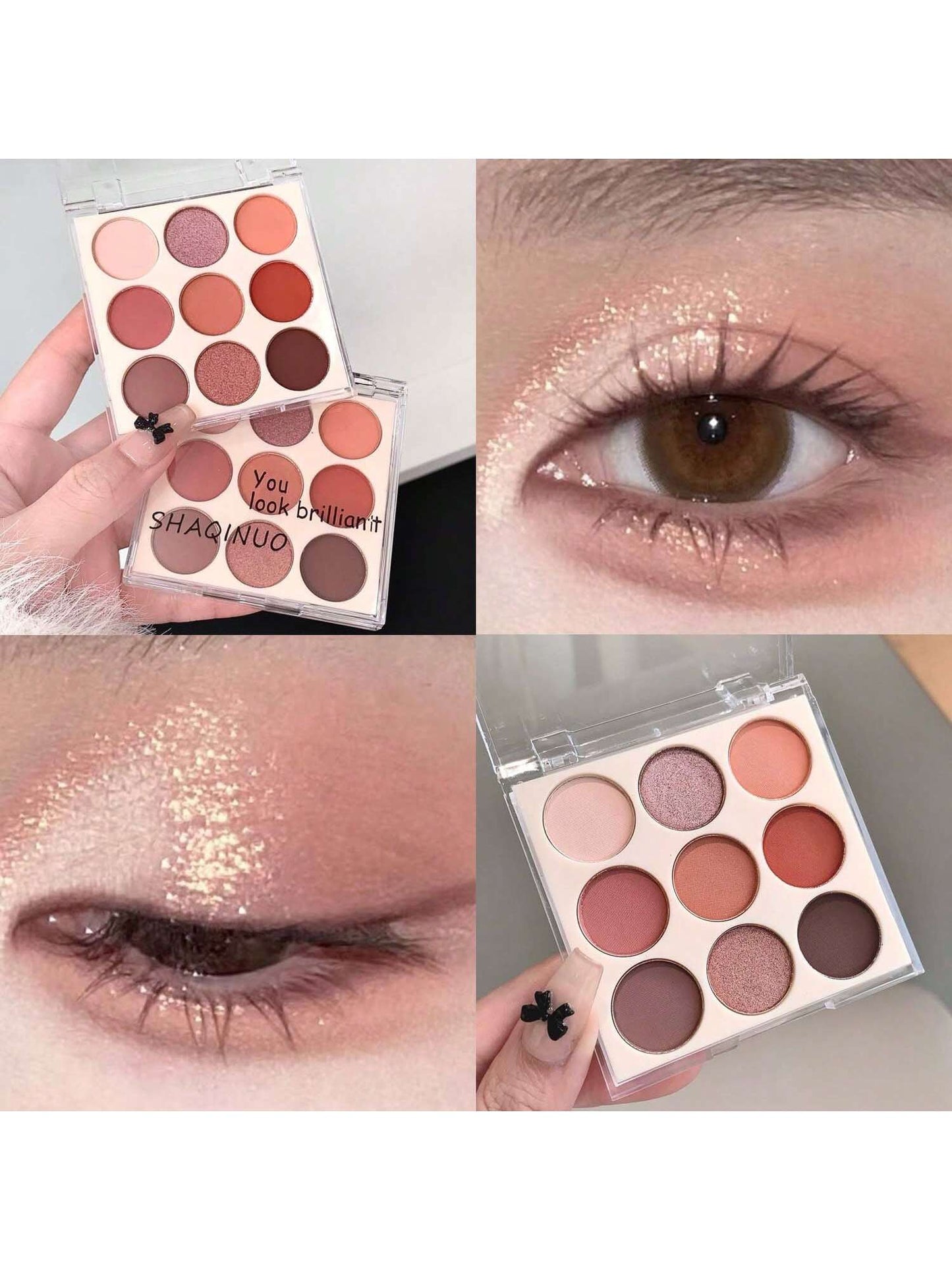 SHEIN SHAQINUO 9 Color Eyeshadow Palette, Earthy Tone Eyeshadows, Matte & Shimmer Textures, Easy To Apply