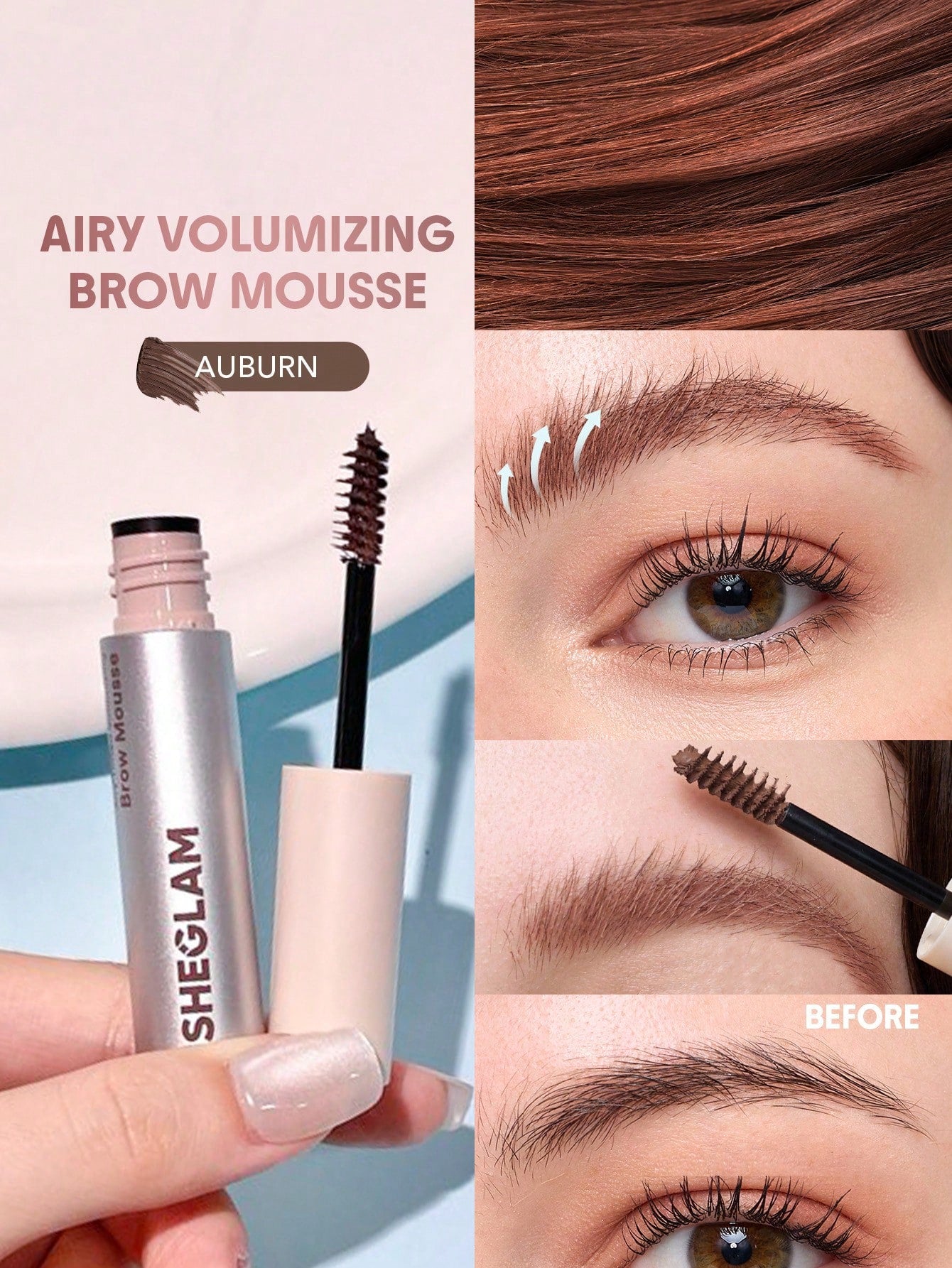 SHEGLAM Airy Tinted Volumizing Brow Mousse-Auburn
