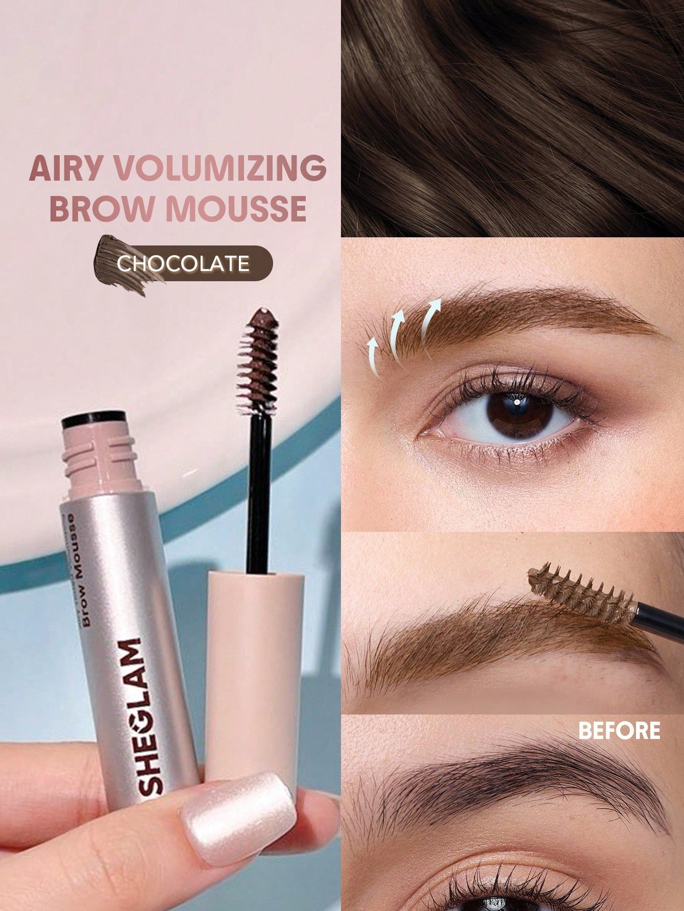 SHEGLAM Airy Tinted Volumizing Brow Mousse-Chocolate