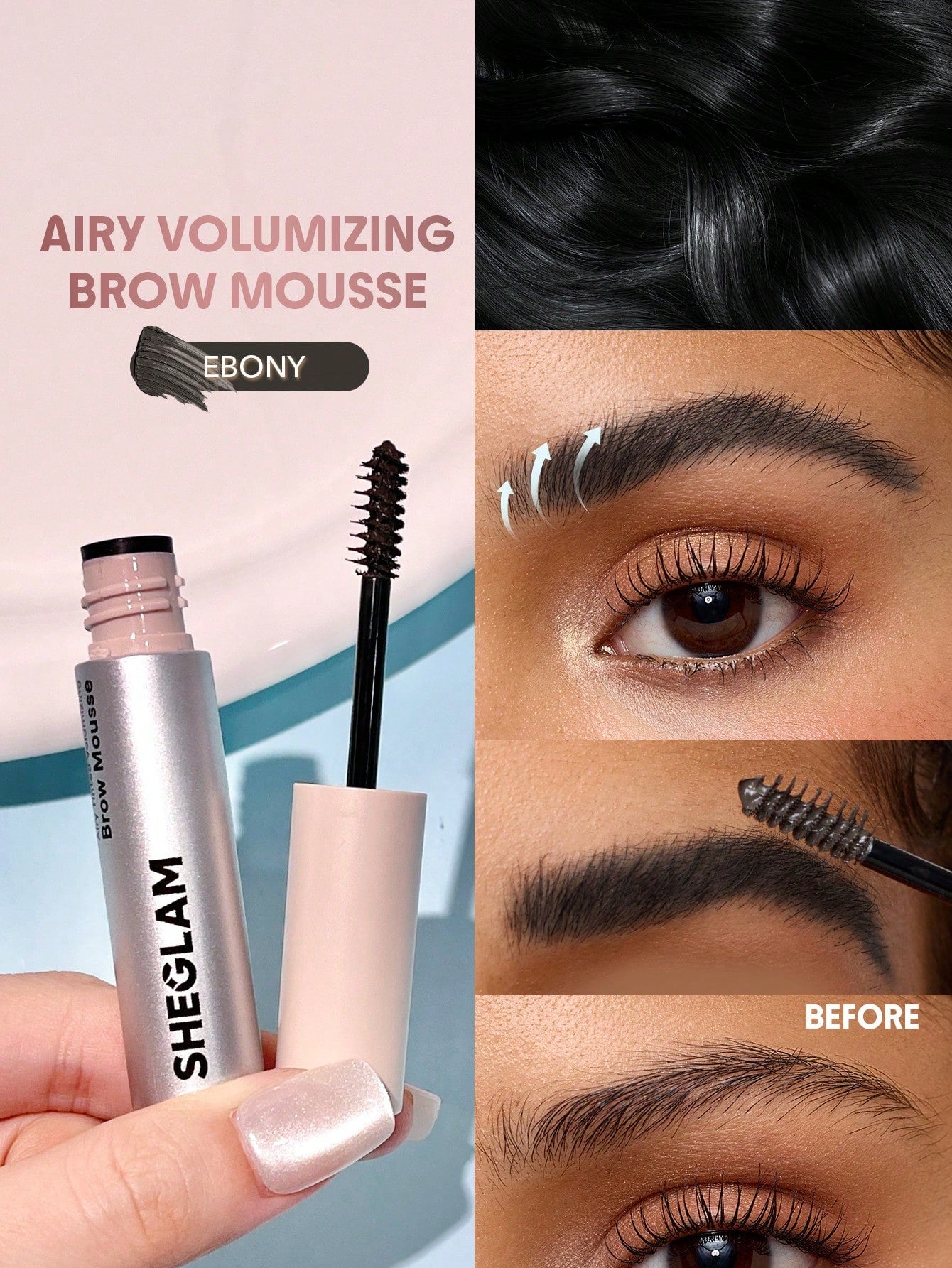 SHEGLAM Airy Tinted Volumizing Brow Mousse-Ebony