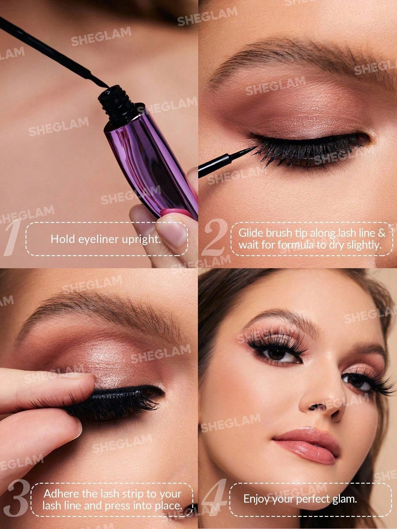 غراء الرموش SHEGLAM All Eyes On You - أسود، 2 في 1، كحل سائل مقاوم للماء، غراء للرموش الصناعية