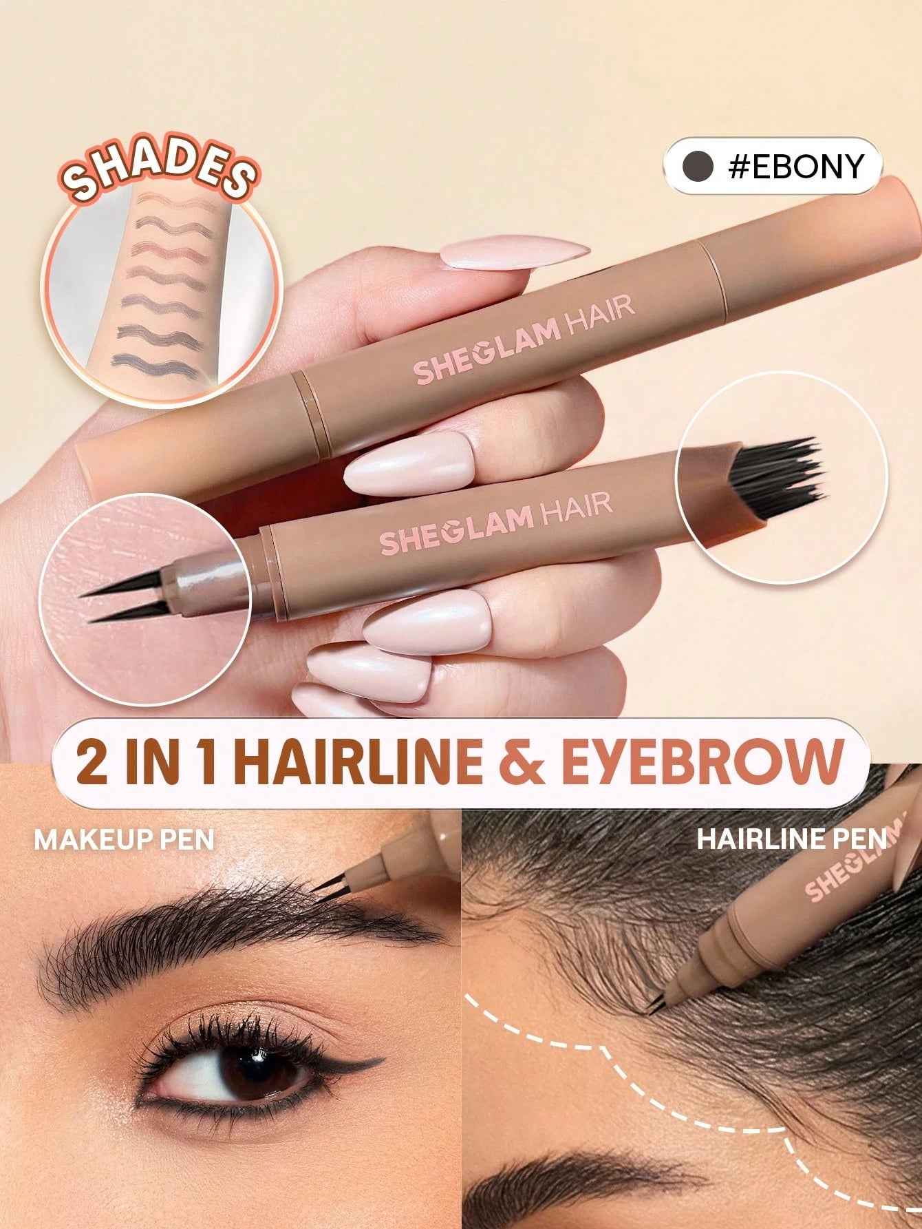 SHEIN SHEGLAM HAIR 2 IN 1 Volume Boost Root Touch Up Pen-Ebony