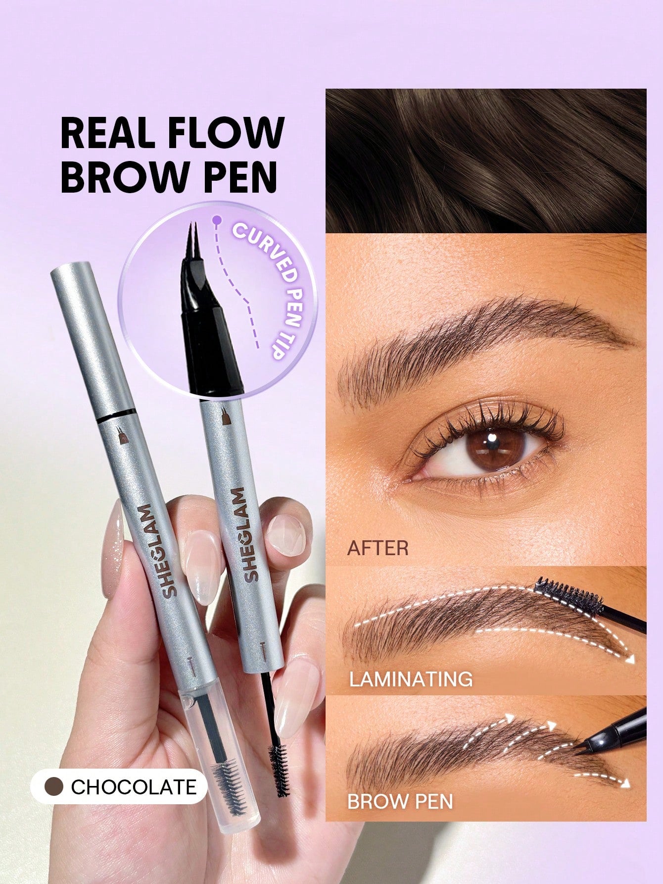 SHEGLAM Real Flow Laminating Brow Pen-Chocolate Brow Pomade Brand Beauty Makeup