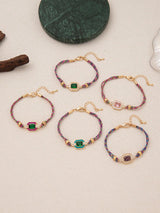 SHEIN 1pc Fashion Retro Bohemian Style Colored Drip Oil Inlaid Square Zirconia Bracelet