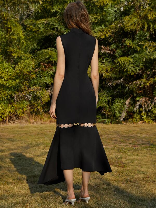 SHEIN Asymmetrical Hem Zip Back Dress - view 2