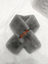 SHEIN  Buckle Decor Fluffy Scarf