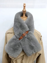 SHEIN Buckle Decor Fluffy Scarf