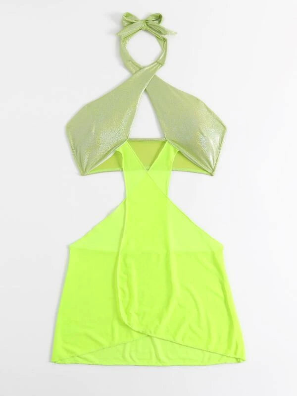 SHEIN Glitter Detail Crisscross Halter Cover Up