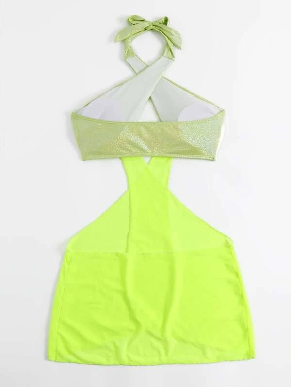 SHEIN Glitter Detail Crisscross Halter Cover Up