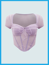 SHEIN ICON Halter Neck Tie Back Sheer Asymmetrical Hem Mesh Crop Top