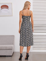 SHEIN  Lace Trim Snakeskin Cami Dress