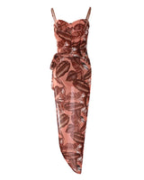 CHICME Leaf Print One-Piece Swimsuit With Cover Up