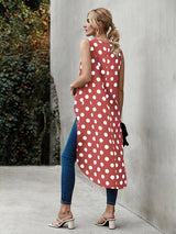 SHEIN Polka Dot Sleeveless High Low Longline Blouse