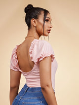 SHEIN Scoop Neck Puff Sleeve Bodysuit