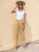 SHEIN  Solid Zipper Side Button Detail Pants