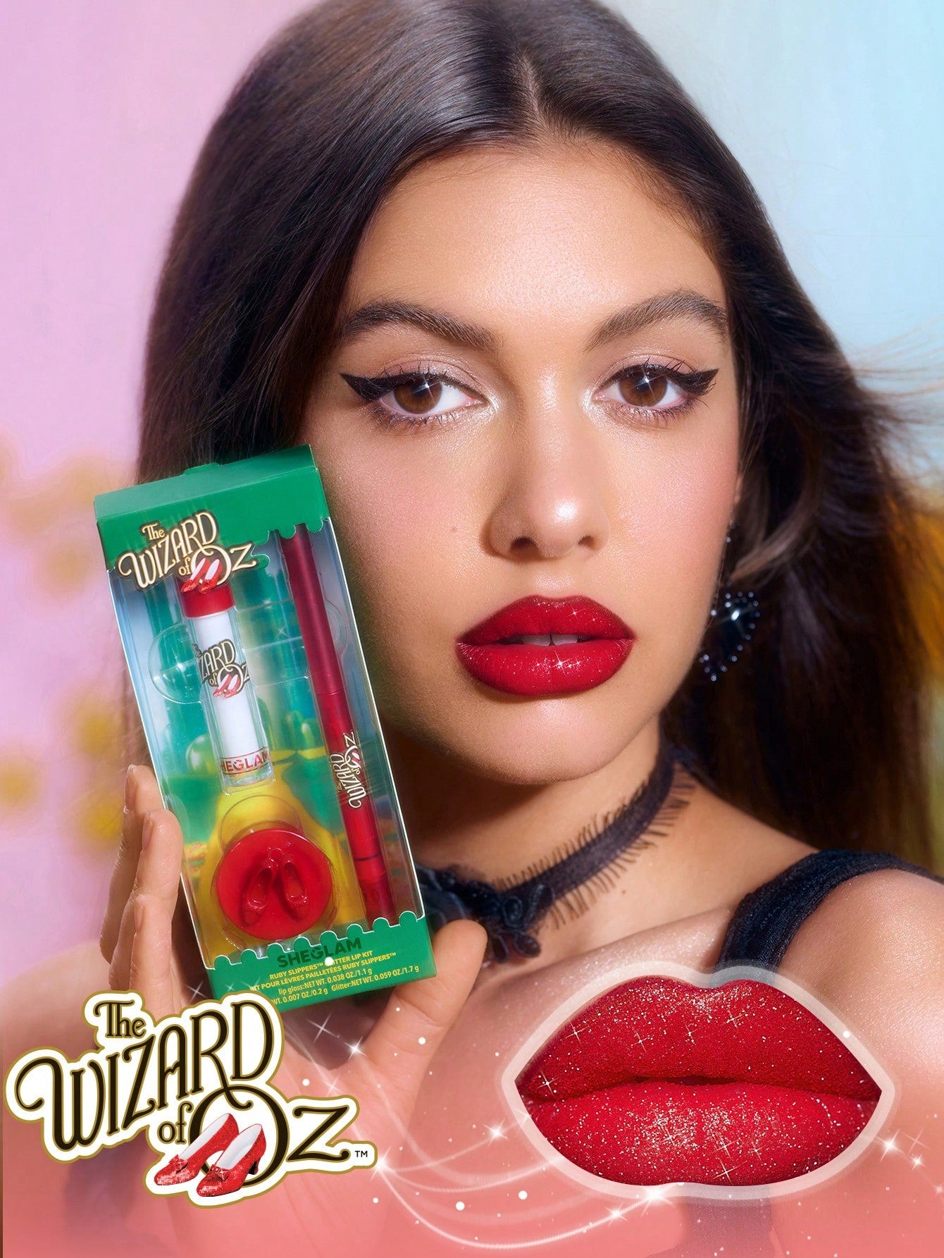 SHEIN The Wizard of OZ™ SHEGLAM Ruby Slippers™ Glitter Lip Kit Brand Beauty Makeup
