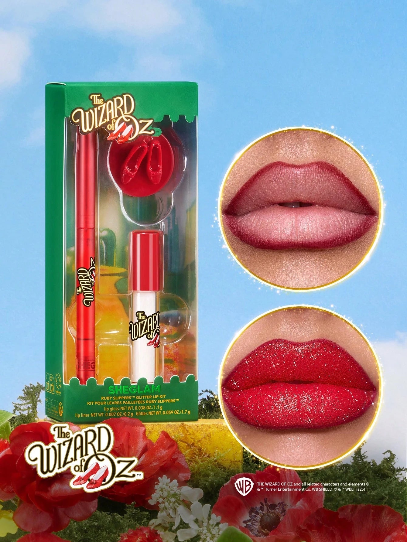 SHEIN The Wizard of OZ™ | SHEGLAM Ruby Slippers™ Glitter Lip Kit Brand Beauty Makeup