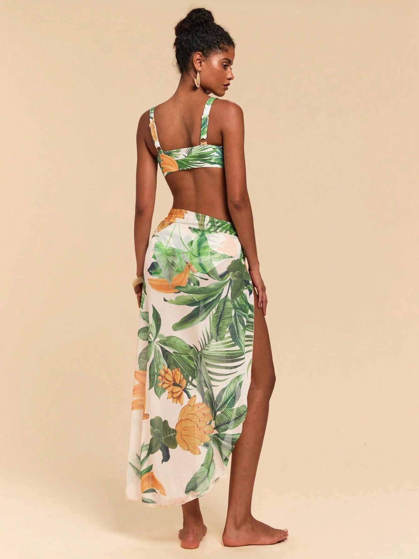 SHEIN Travachic Women Tropical Print Swimwear Set,Summer Clothes