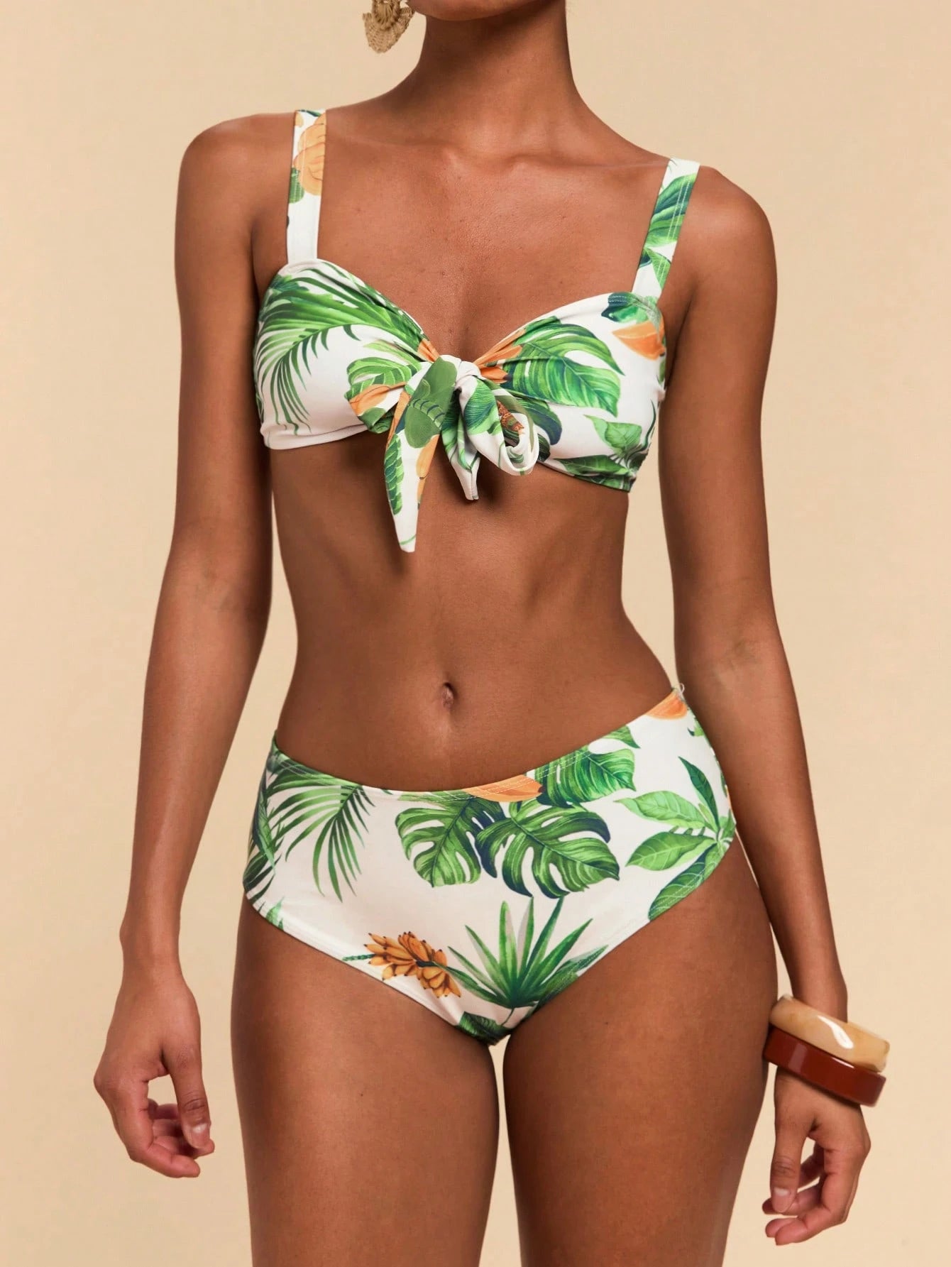 SHEIN Travachic Women Tropical Print Swimwear Set,Summer Clothes