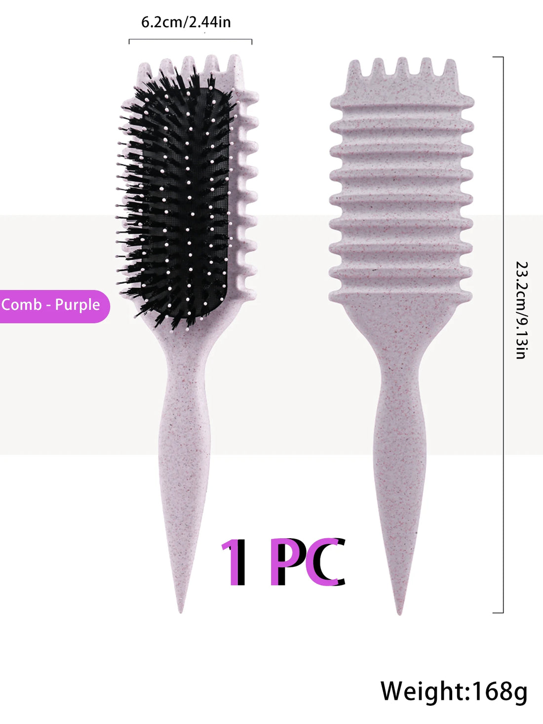SHEIN 1PCS Wheat Straw Cushion Massage Comb, Smooth Hair & Reduces Frizz - view 2