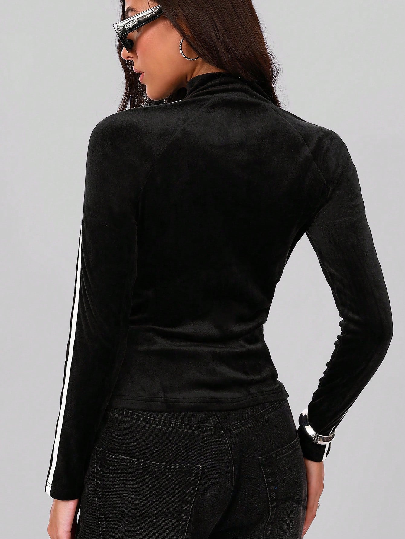 SHEIN Women's Fashion Comfortable Versatile Black & White Contrast Color Drawstring Design