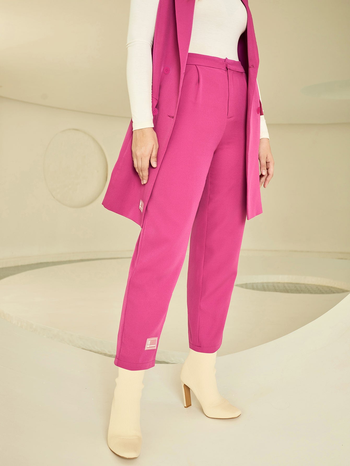 SHEIN X ROAA High Waist Slant Pocket Suit Pants
