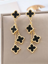 1 Pair Elegant Romantic Four-Leaf Clover Long Pendant Earrings BY SHEIN 