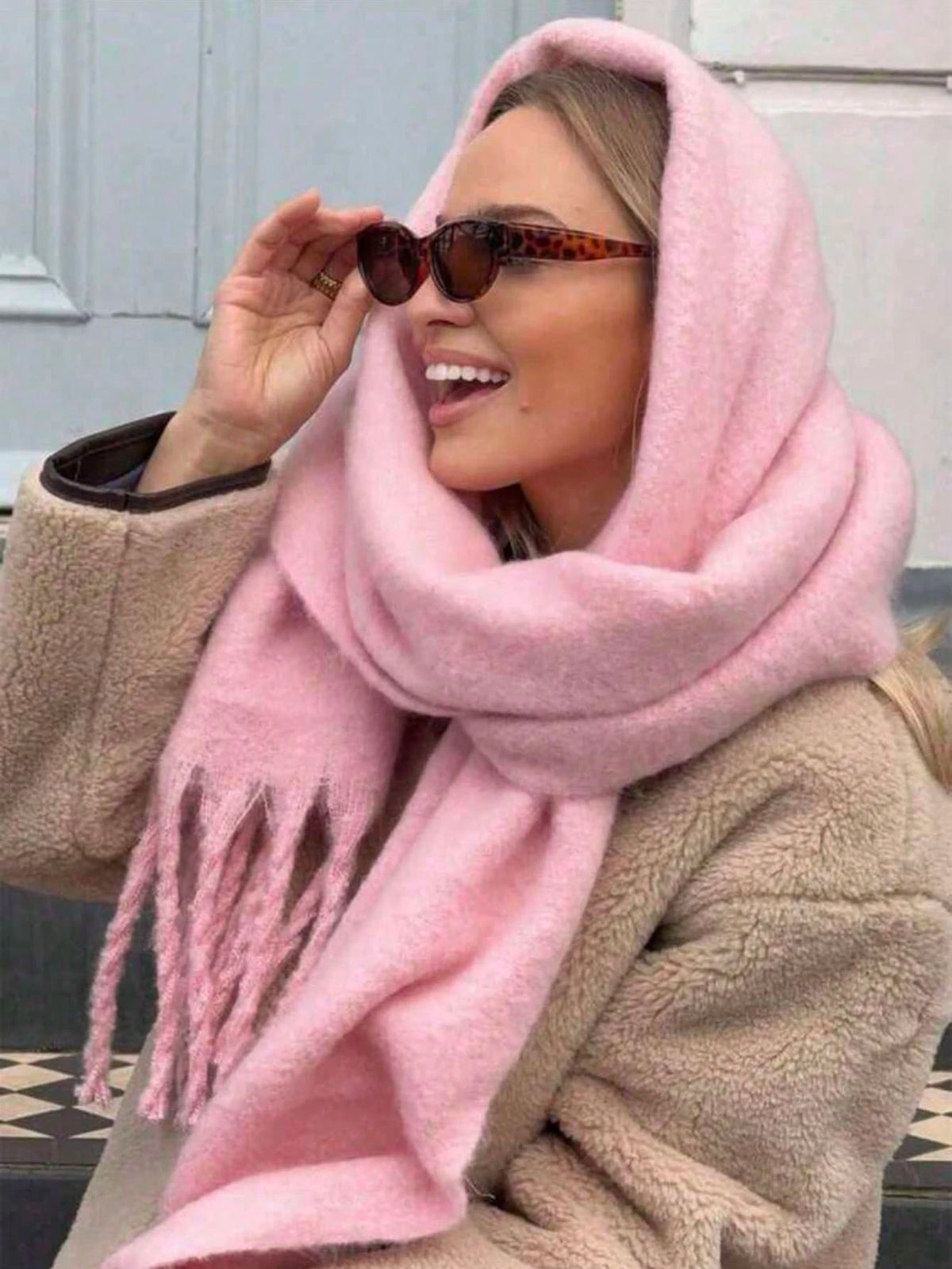 1 pc Women's Elegant Knitted Tassel Scarf - Comfortable, Windproof, Warm BY SHEIN