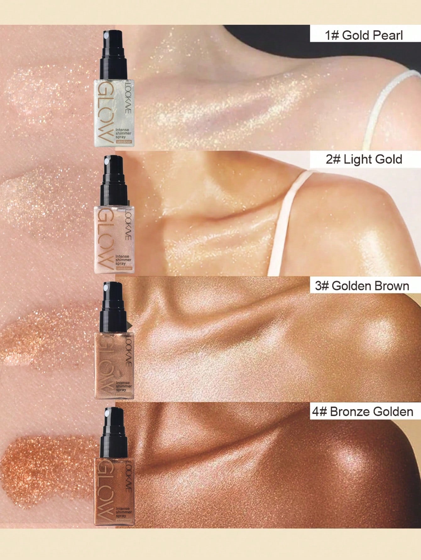 Makeup product with different color options on skin