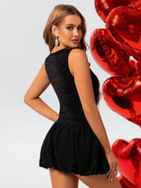 SHEIN Allurite Women's Sexy Deep V Neck Bodysuit With Bow Decor