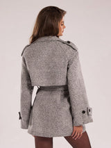 SHEIN BAE Women's Fall/Winter Drop-Shoulder Sleeve Plaid Oversized Casual Trench Coat,Women's Coats