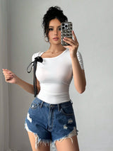 SHEIN ChicEase Women's Bow Tie Casual T-Shirt