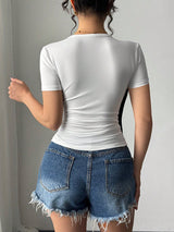 SHEIN ChicEase Women's Bow Tie Casual T-Shirt