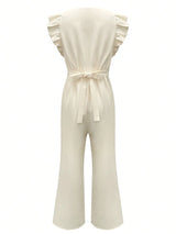 SHEIN Clasi Women's Solid Color Zipper Design Cap Sleeve Elegant Jumpsuit