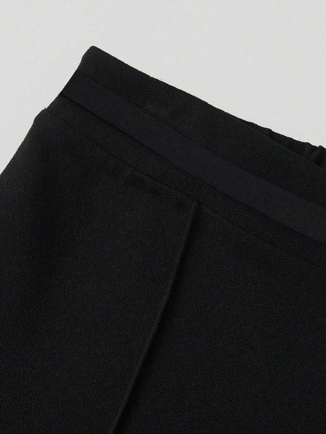 SHEIN Clasi Women's Trousers, Summer Office Wear, Decorative Metal Buckle, Casual Style, Straight Leg, Elegant & Minimalist