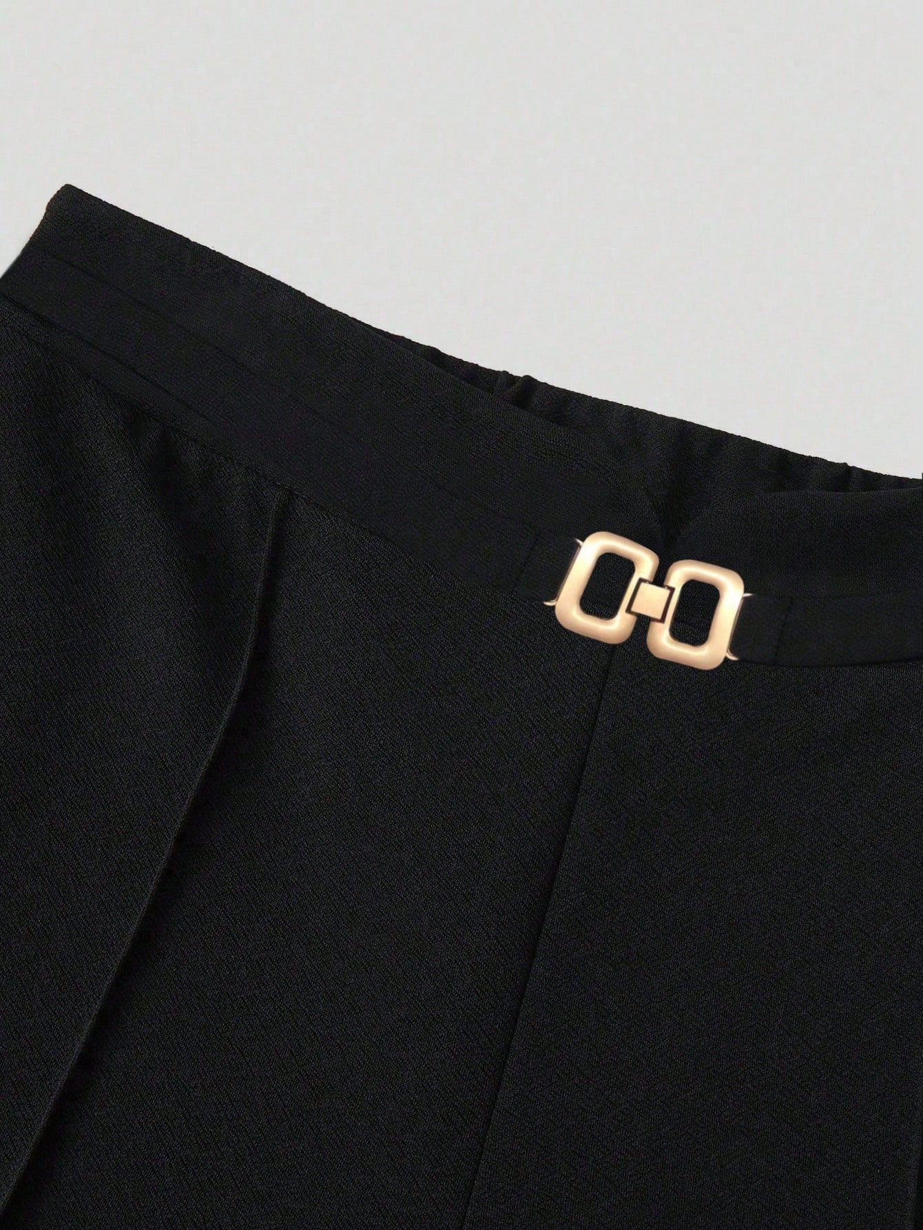 SHEIN Clasi Women's Trousers, Summer Office Wear, Decorative Metal Buckle, Casual Style, Straight Leg, Elegant & Minimalist