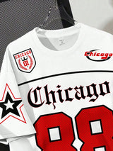 SHEIN EZwear Casual Minimalist Large Number Print Round Neck Short Sleeve Loose Women T-Shirt, Suitable For Summer