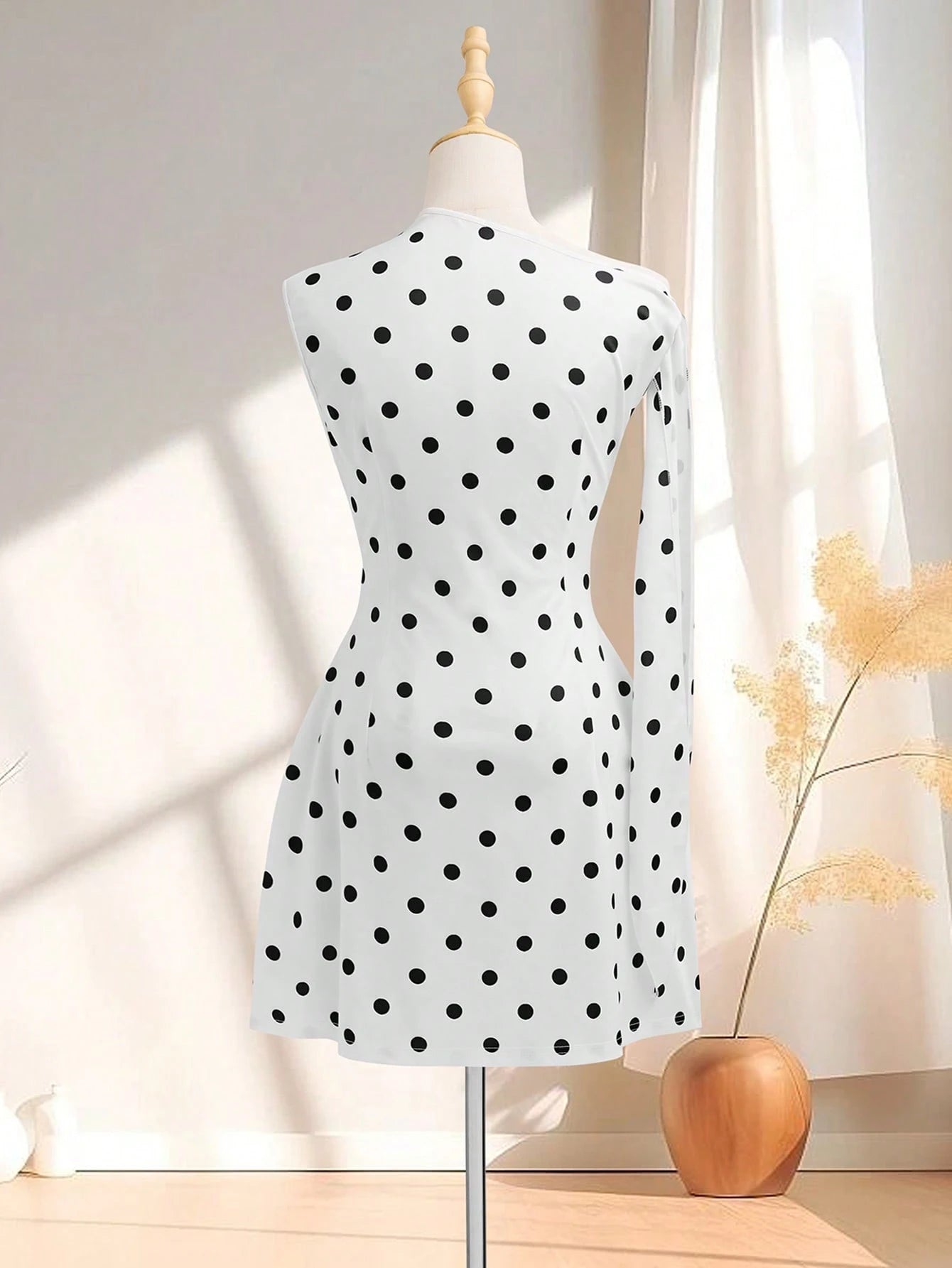 SHEIN Elegant Dress Solid Color Asymmetrical Sleeveless