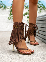 Fall/Winter Women's High Heel Bohemian Tassel Sandals BY SHEIN 