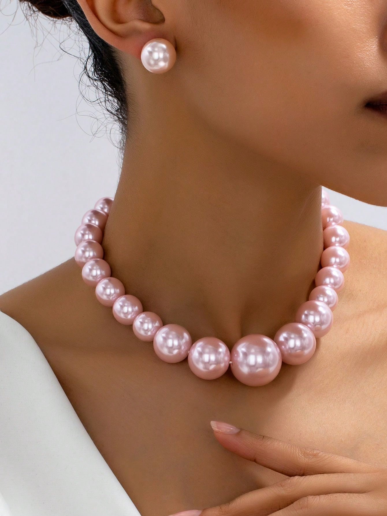 SHEIN Fashion Jewelry Set, Elegant And Luxurious Faux Pearl Earrings, Stud Earrings